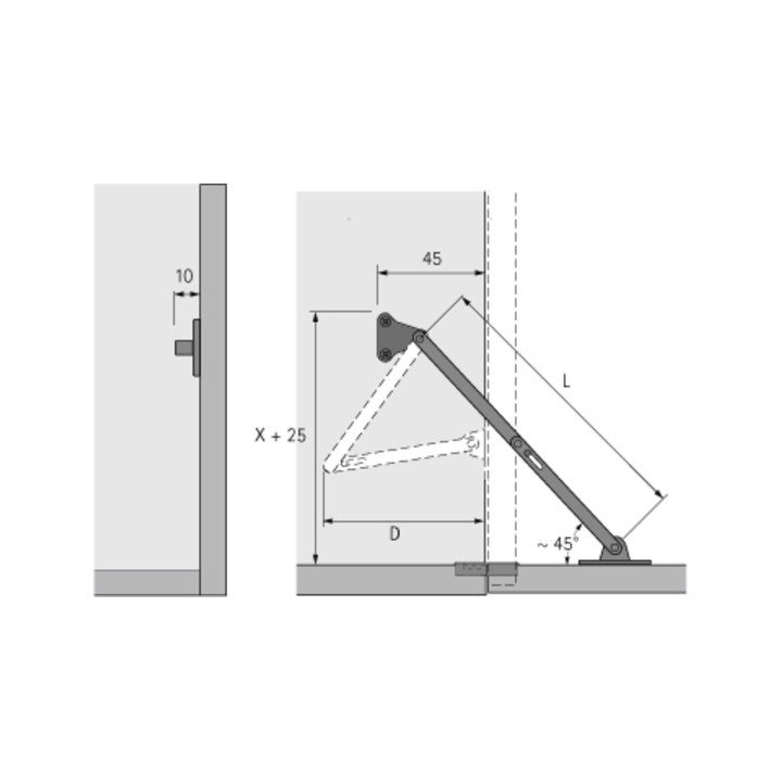 Hettich Klappenhalter KH 200/250 STA vern.