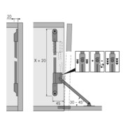 Hettich Klappenhalter Klassik D mit Lager LS 3280 D, Korpushöhe 290 mm, Anschlagseite links, vernickelt-3
