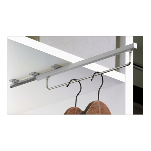 Hettich Kleiderbügelhalter mit Auszugsführung auf Quadro Basis, 500 mm, silber