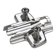 Hettich Kreuzmontageplatte mit Langloch-Höhenverstellung, vernickelt, Lochreihe 37 x 32 mm, mit Euroschrauben für Bohrung, Durchmesser  5 x 12 mm-1