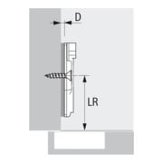 Hettich Kreuzmontageplatte mit Langloch-Höhenverstellung, vernickelt, Lochreihe 37 x 32 mm, zum Anschrauben, Distanz 1,5 mm-3