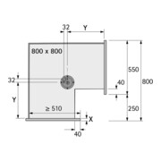 Hettich Küchenunterschrank Eckschrankdrehbeschlag Revo 90° 9080040 KB 800mm, silber-2