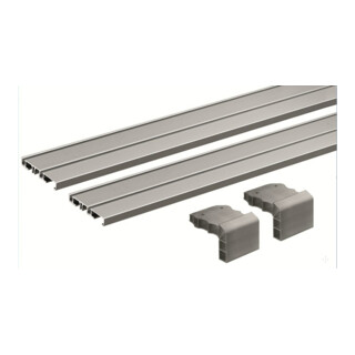 Hettich Laufprofil-Set zweibahnig, 2500mm SlideLine M 9227245, silber