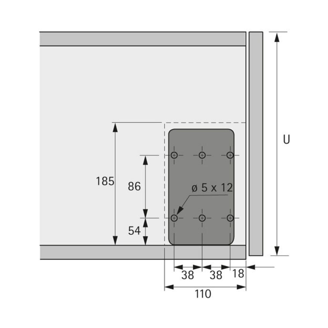 Hettich MB-Charnière de support 160N, charnière 200-480mm gris revêtue, gauche/droite