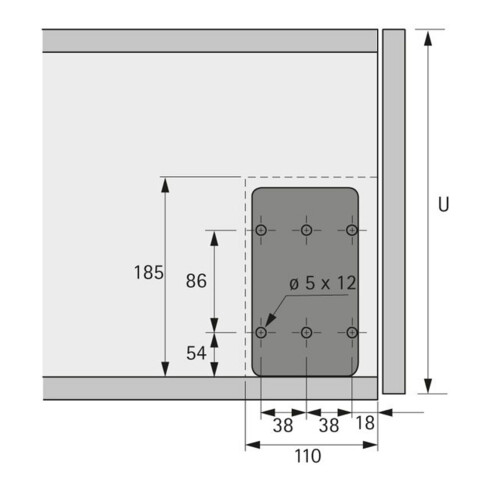 Hettich MB-Charnière de support 200N, charnière 200-480mm gris galvanisé, gauche/droite