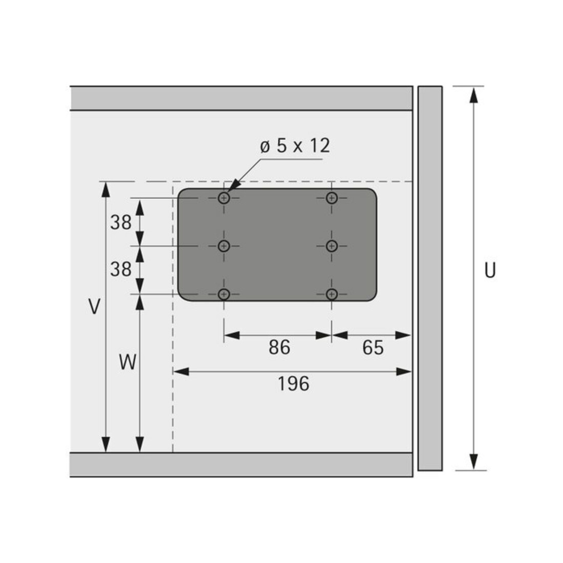 Hettich MB-Charnière support 140N, hauteur 200-480mm gris galvanisé, gauche/droite