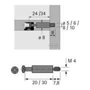 Hettich MB-Einschraubdübel Bohr, Durchmesser 5mm, Spannmaß 30mm DU 425, 79521 blank-4