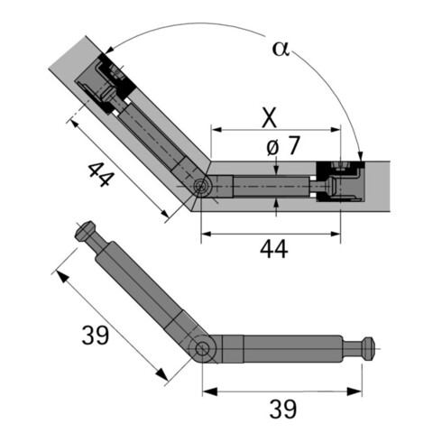 Hettich MB-Gelenkdübel Bohr, Durchmesser 7mm, Spannmaß 39mm DU 860, 79580 Stahl, verzinkt