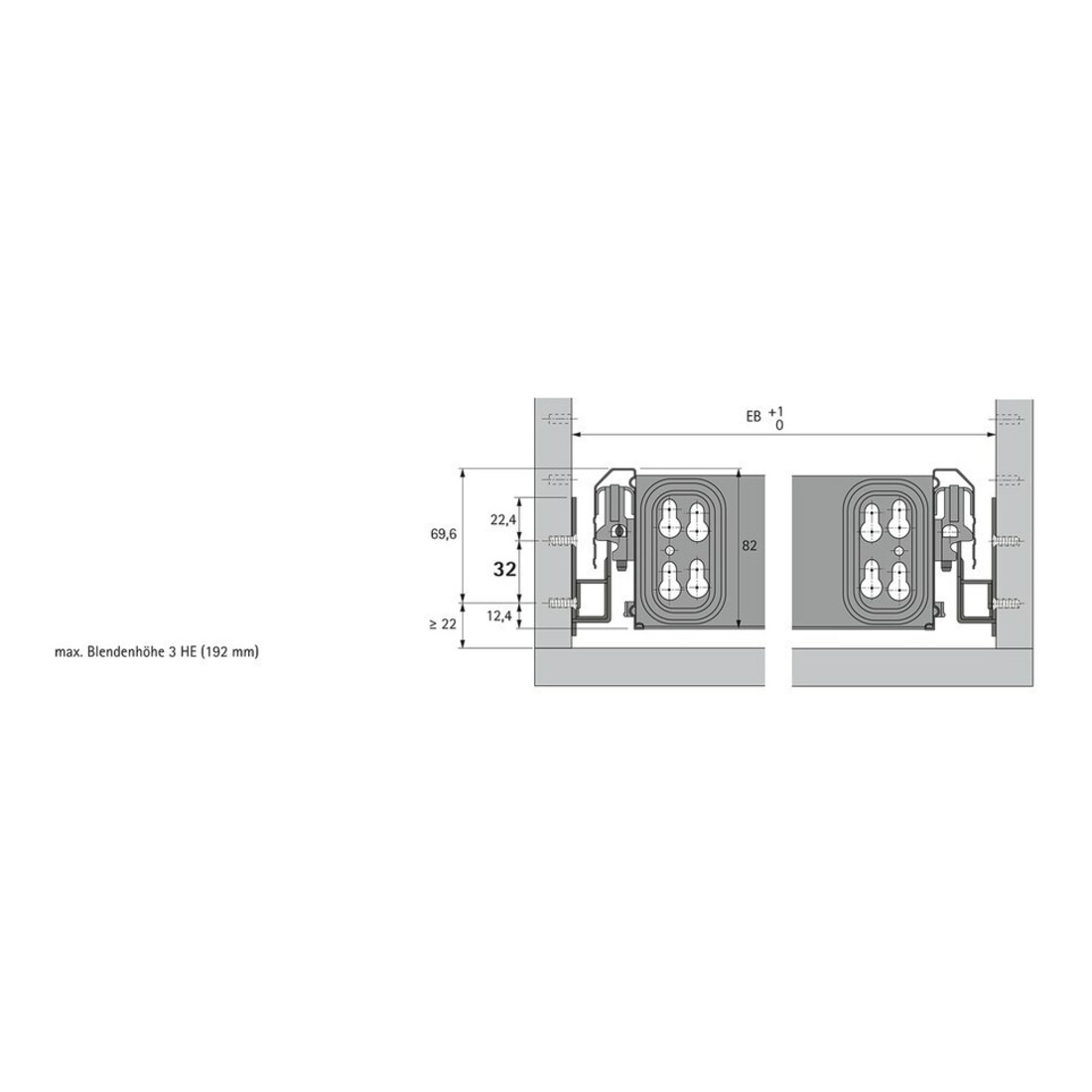 Hettich MB-Kugelauszug KA 270,74864 für Holzschubkasten,730mm Stahl