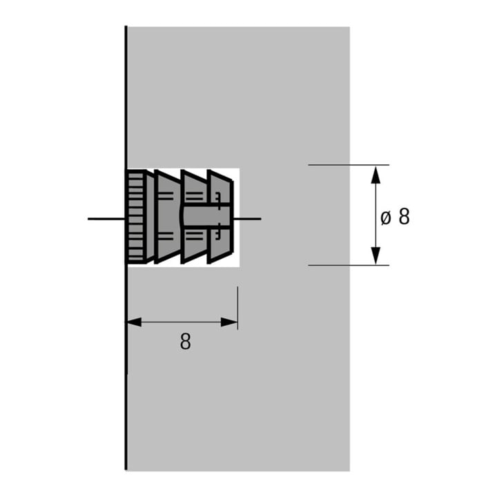Hettich MB-Kunststoffmuffe M4,L8mm, Nr.30 79529 Kunststoff, weiß
