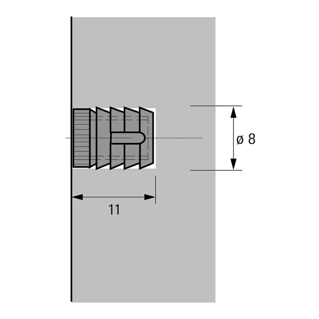 Hettich MB-Kunststoffmuffe M6,L11mm, Nr.49 40005 Kunststoff, weiß