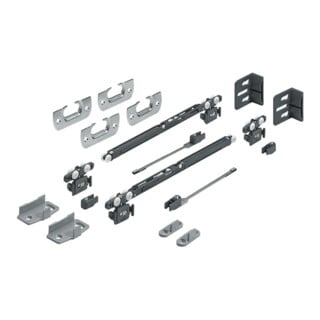 Hettich MB Set de ferrures porte coulissante, SysLine S 9134311, 2 pces, 15 kg, pour portes affleurantes