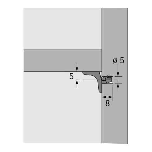 Hettich MB-Support de fond avec tenon, Sekura 2.1 9134679, tenon, diamètre 5 mm, zamak zingué