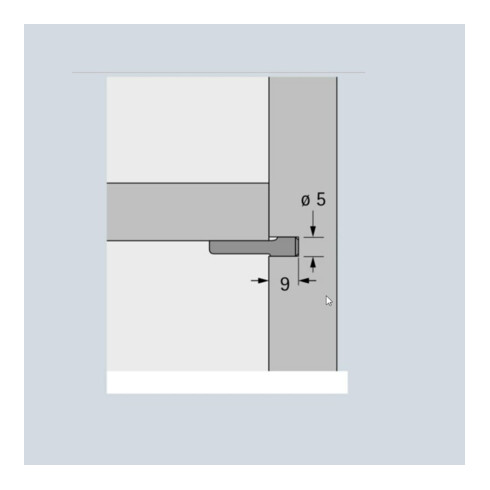 Hettich MB-Support de fond de cuillère sans douille 20782, tenon, diamètre 5 mm acier zingué