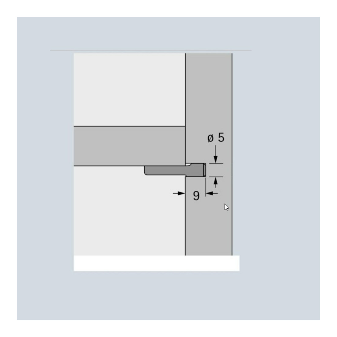 Hettich MB-Support de fond de cuillère sans douille 20782, tenon, diamètre 5 mm acier zingué