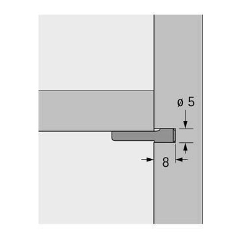 Hettich MB-Support de fond de cuillère sans douille 20782, tenon, diamètre 5 mm acier zingué