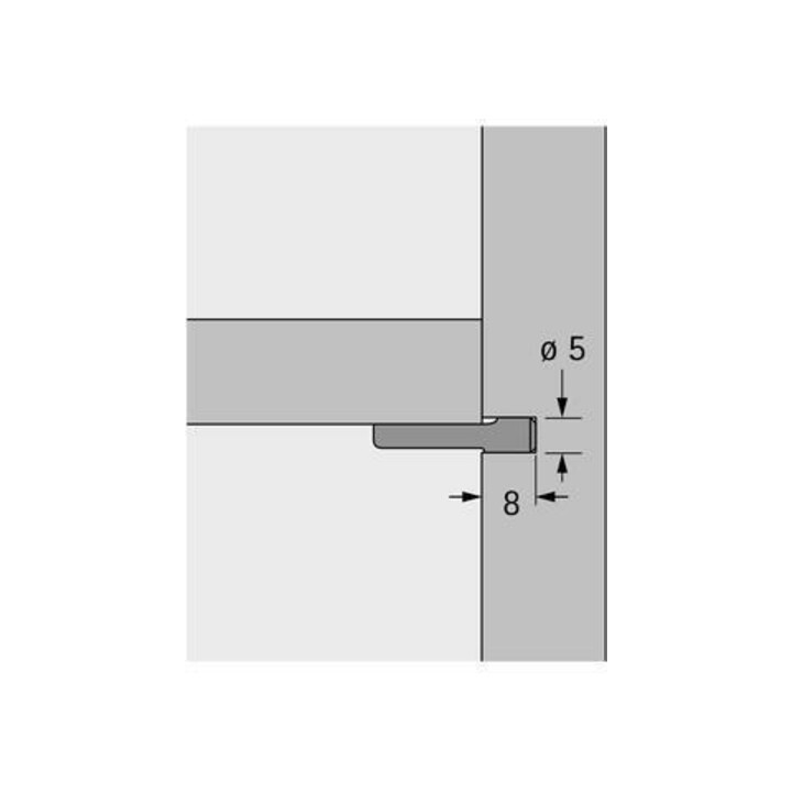 Hettich MB-Support de fond de cuillère sans douille 20782, tenon, diamètre 5 mm acier zingué