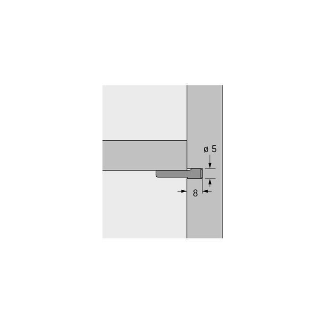 Hettich MB-Support de fond de cuillère sans douille 20782, tenon, diamètre 5 mm acier zingué