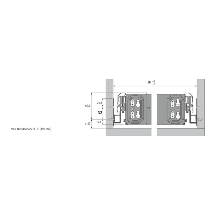 Hettich MB-Tiroir à billes KA 270,74863 pour tiroir bois, 530mm acier