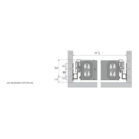Hettich MB-Tiroir à billes KA 270,74863 pour tiroir bois, 530mm acier