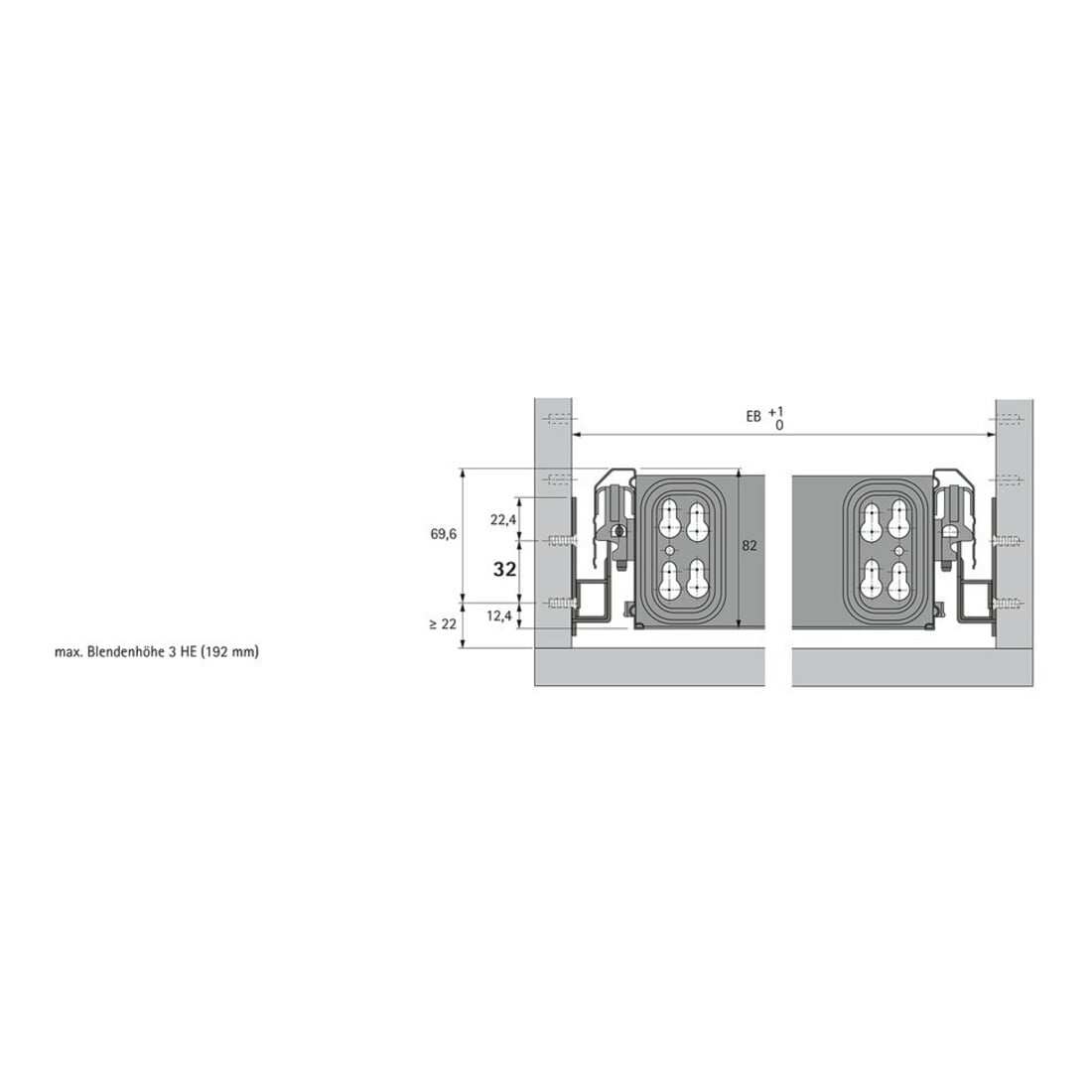 Hettich MB-Tiroir à billes KA 270,74863 pour tiroir bois, 530mm acier