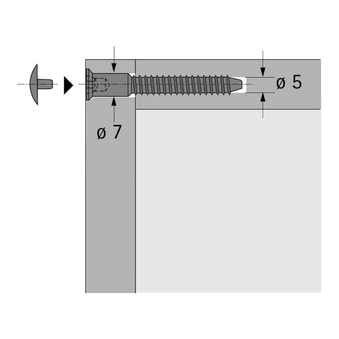 Hettich MB-Verbindungsschraube Direkta 2 19556, Stahl
