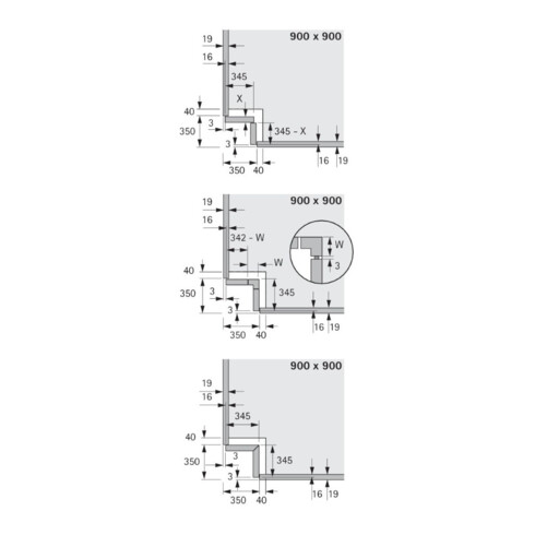 Hettich Meuble bas d'angle avec ferrure pivotante Revo 90° 9080040 KB 800mm, argent
