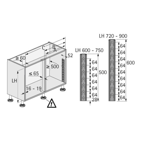 Hettich Meuble bas d’angle pivotant Arena CLASSIC/Lemans II 9136172,600mm,chr