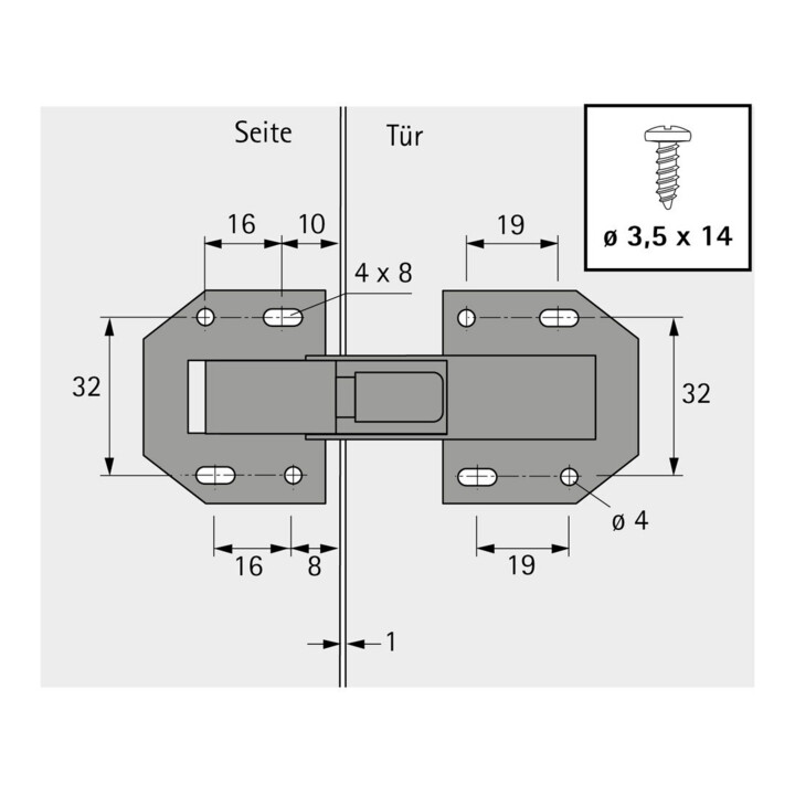 Hettich Möbel-Aufschraubscharnier mit Feder, 90° 19639 Stahl vernickelt