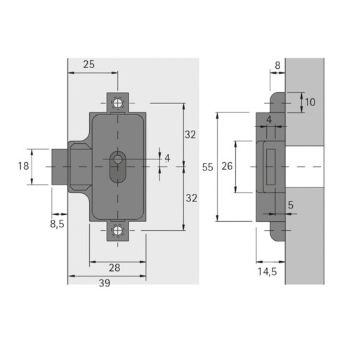 Hettich Möbel-Drehstangenschloss 72217,D25 Metall,vernickelt