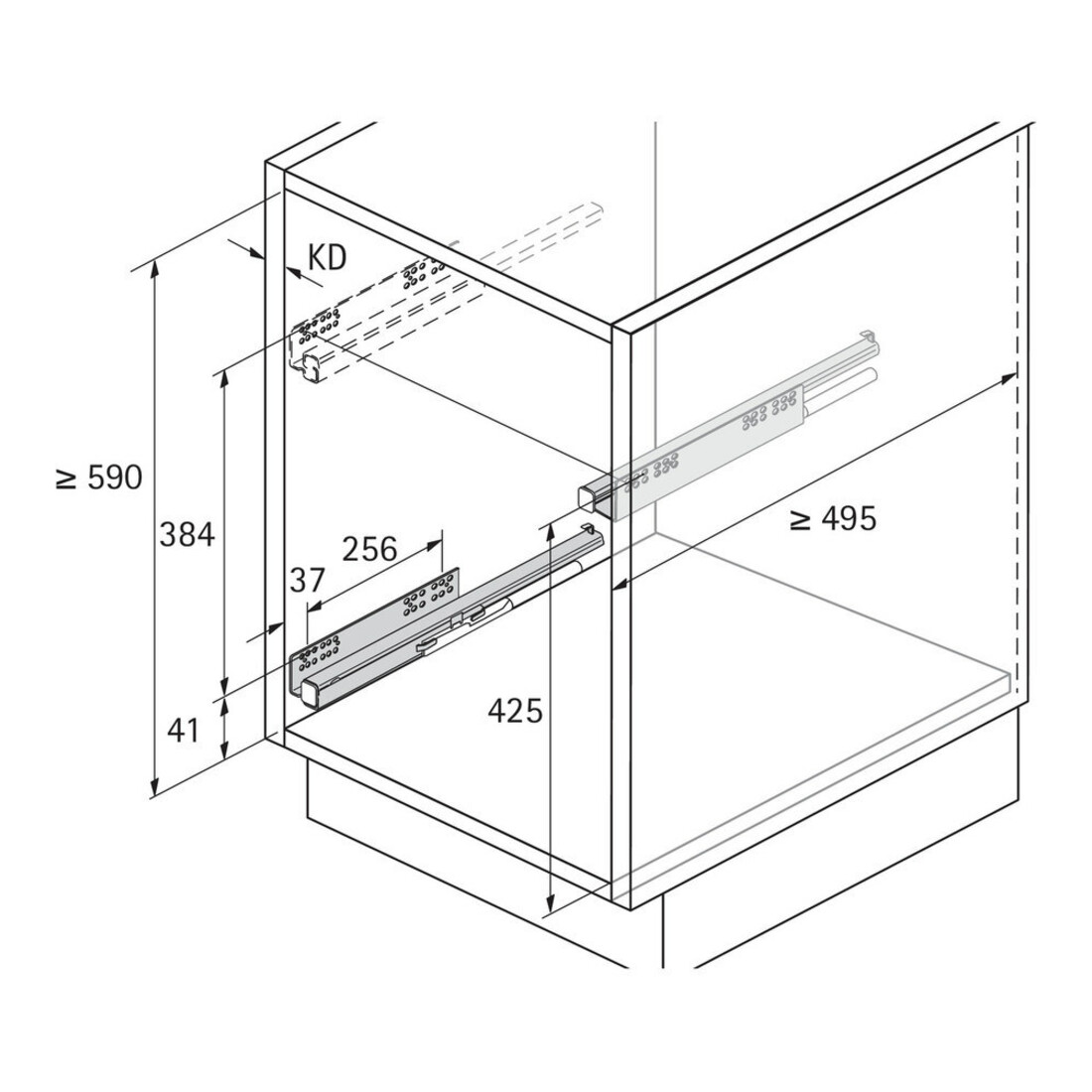 Hettich Möbel-Frontauszugset Cargo IQ plus 200 9065857, Korpusb. 200mm silber