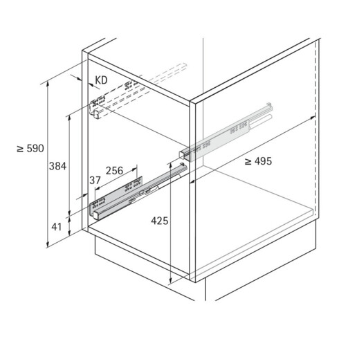 Hettich Möbel-Frontauszugset Cargo IQ plus 300 9065860, Korpusb. 300mm silber