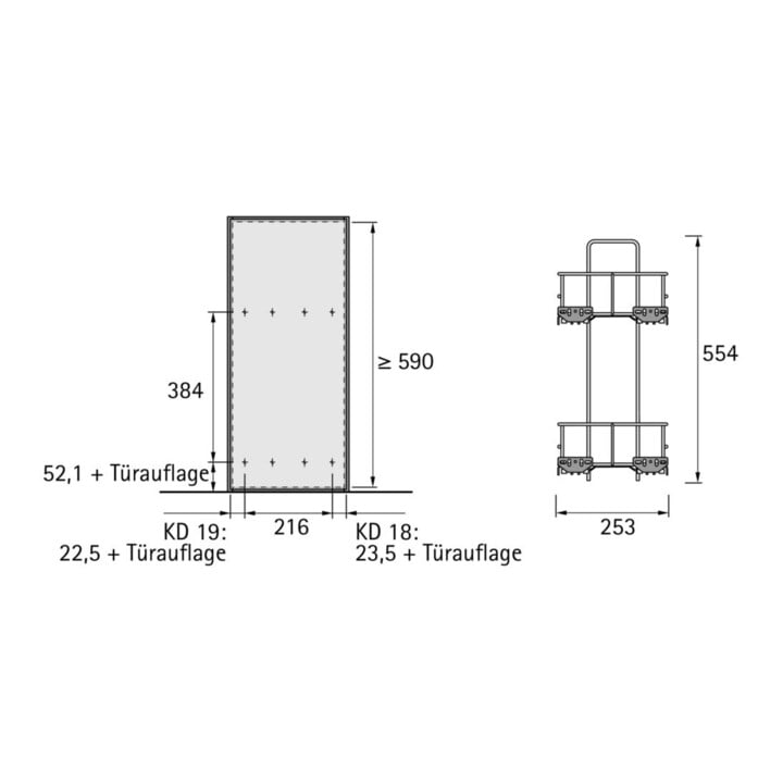 Hettich Möbel-Frontauszugset Cargo IQ plus 300 9065860, Korpusb. 300mm silber