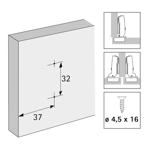 Hettich Möbel-Kreuzmontageplatte 9075005 vernickelt