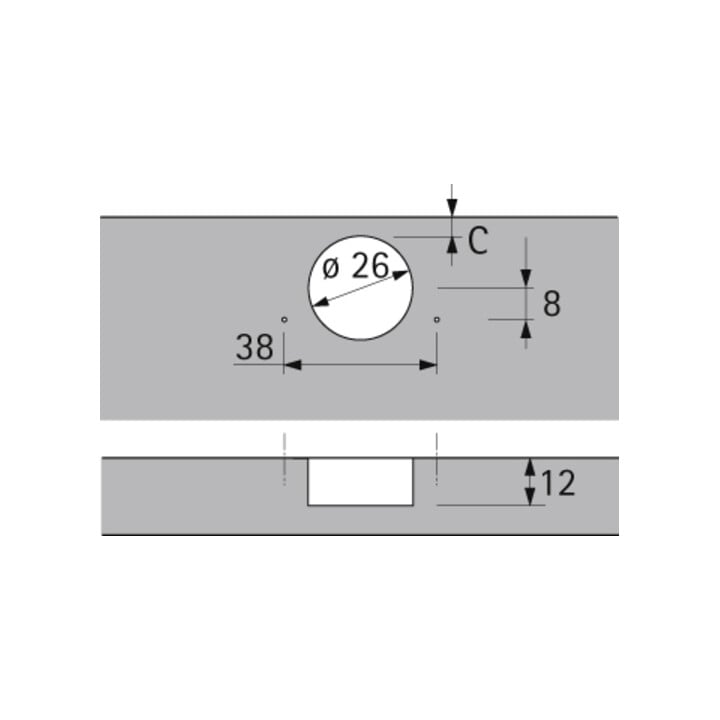 Hettich Möbel-Topfscharnier Intermat 9924, 72965 95°,Kröpf. 9,5mm Zinkdruckguss Si vern.