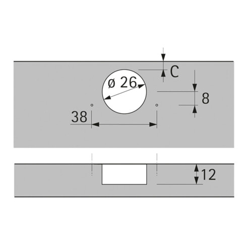 Hettich Möbel-Topfscharnier Intermat 9924, 72965 95°,Kröpf. 9,5mm Zinkdruckguss Si vern.