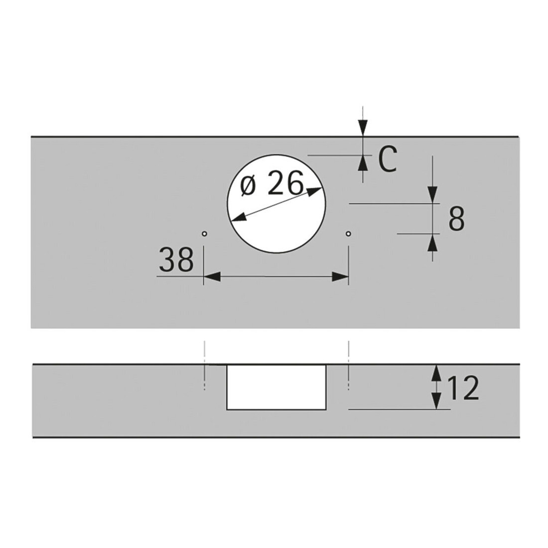Hettich Möbel-Topfscharnier Intermat 9924, 72966 95°,Kröpf. 16mm ZDG silb. vernickelt