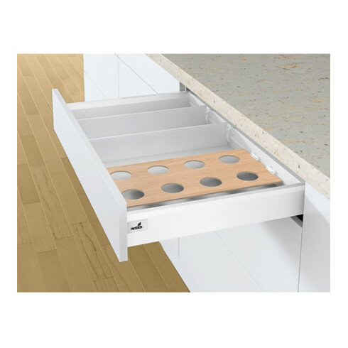 Hettich OrgaStripe élément de séparation tiroir, 9203465 L.1100mm plastique blanc