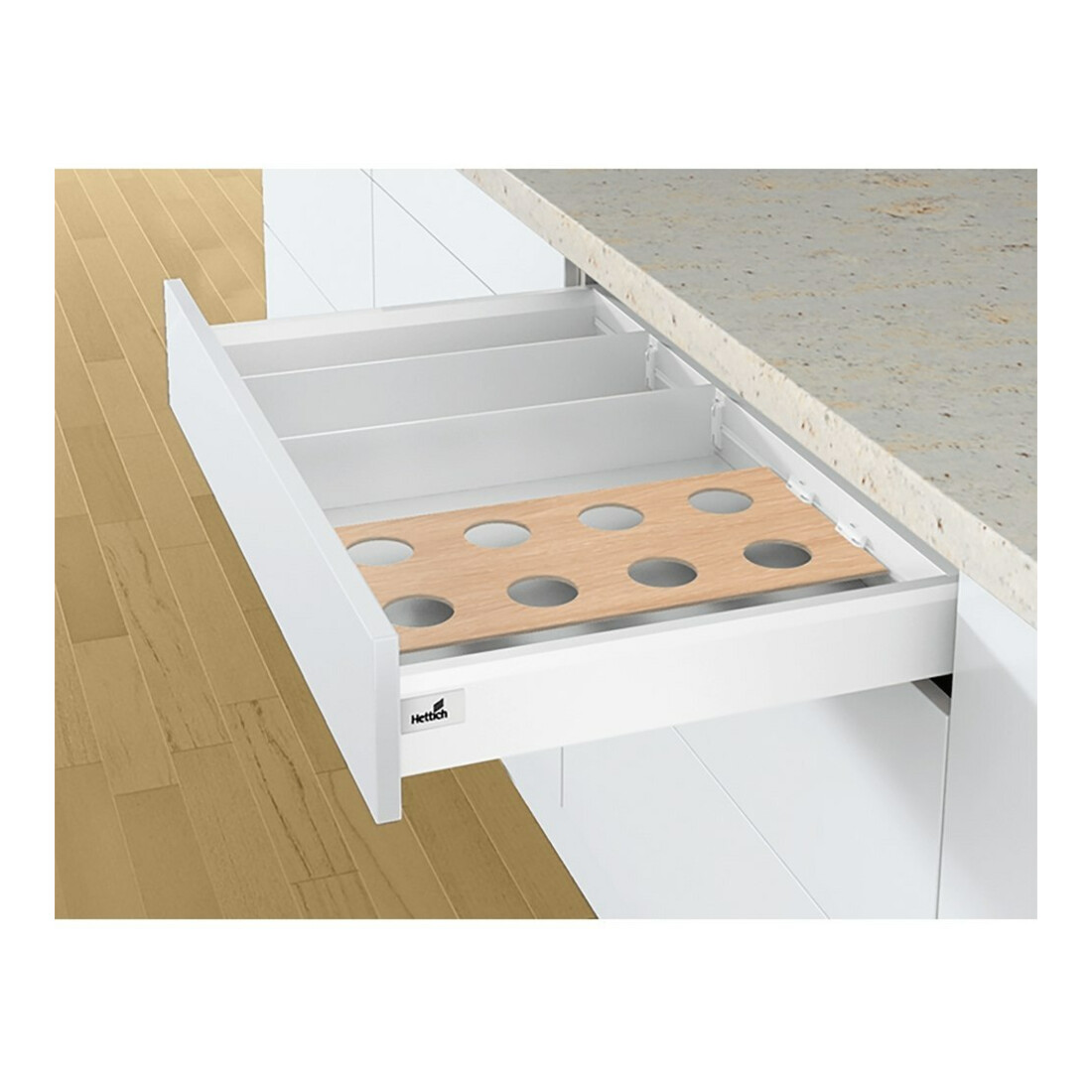 Hettich OrgaStripe élément de séparation tiroir, 9203465 L.1100mm plastique blanc