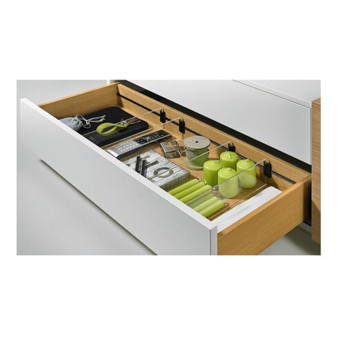 Hettich OrgaStripe séparateur de tiroir, 9203254 L1100mm plastique noir