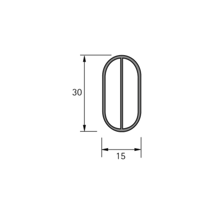 Hettich Ovales Schrankrohr silber eloxiert 3000 mm