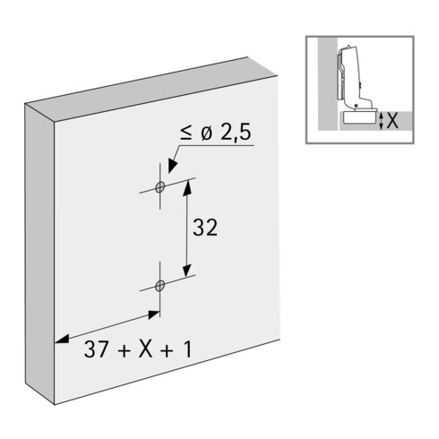 Hettich Plaque de montage croisée pour meuble 9075086 nickelée