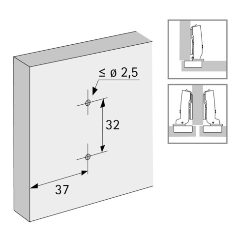 Hettich Plaque de montage croisée pour meuble 9075086 nickelée