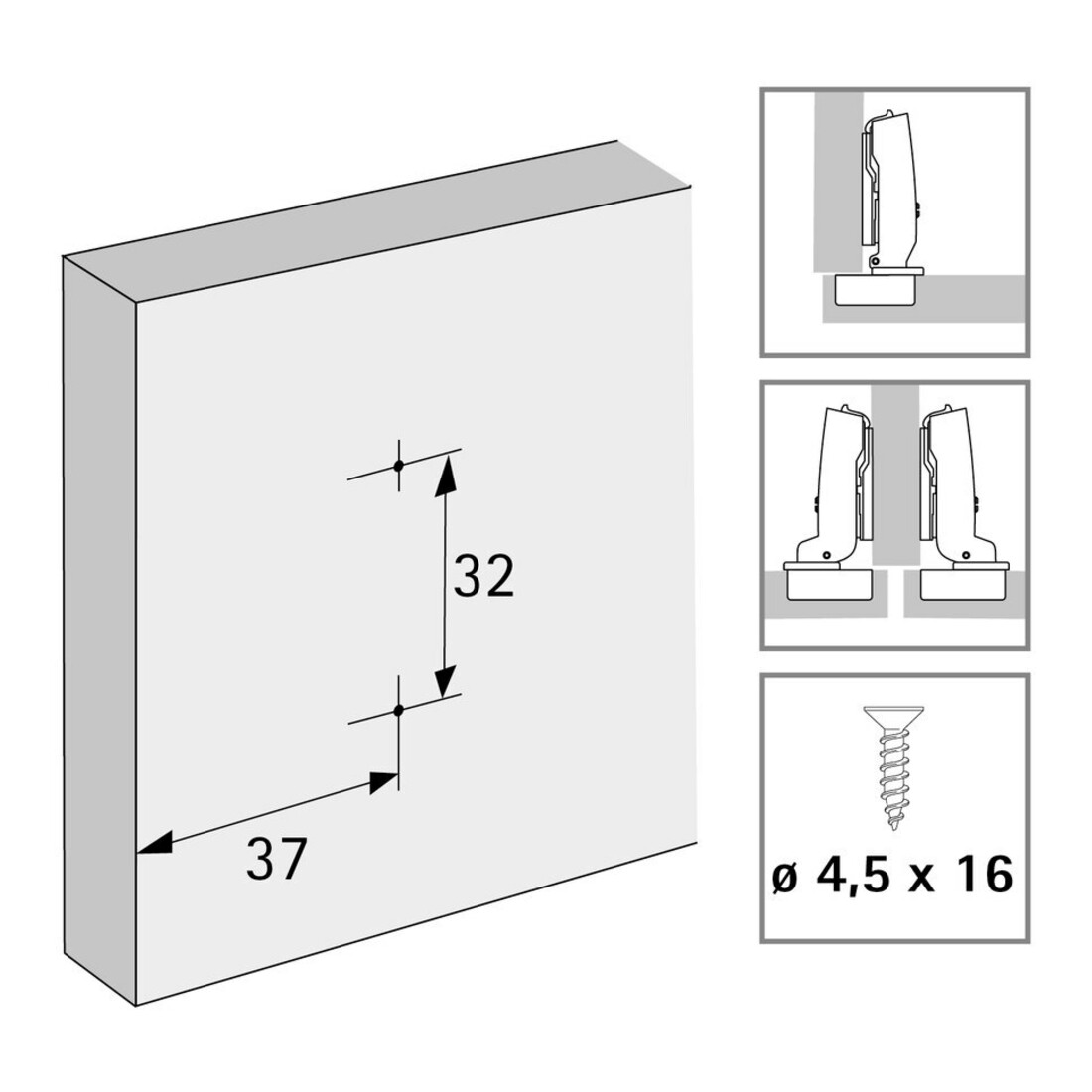 Hettich Plaque de montage croisée pour meubles 9075005 nickelée