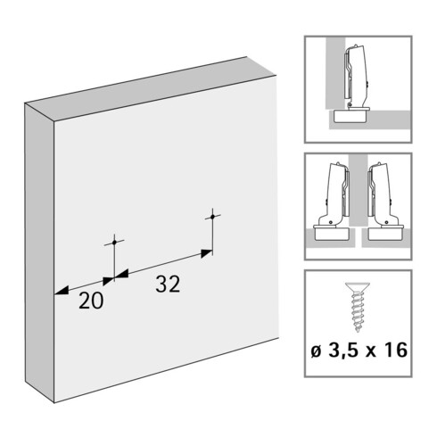 Hettich Plaque de montage MB-Linear, distance 1,5 mm Sensys/Intermat, 9117341 acier nickelé