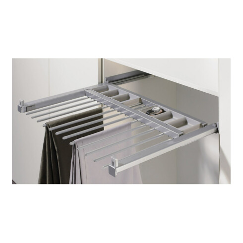 Hettich Porte-pantalons d'armoire Amari 9132917 Li.Korpusb.600-700mm 10 pantalons, acier argenté