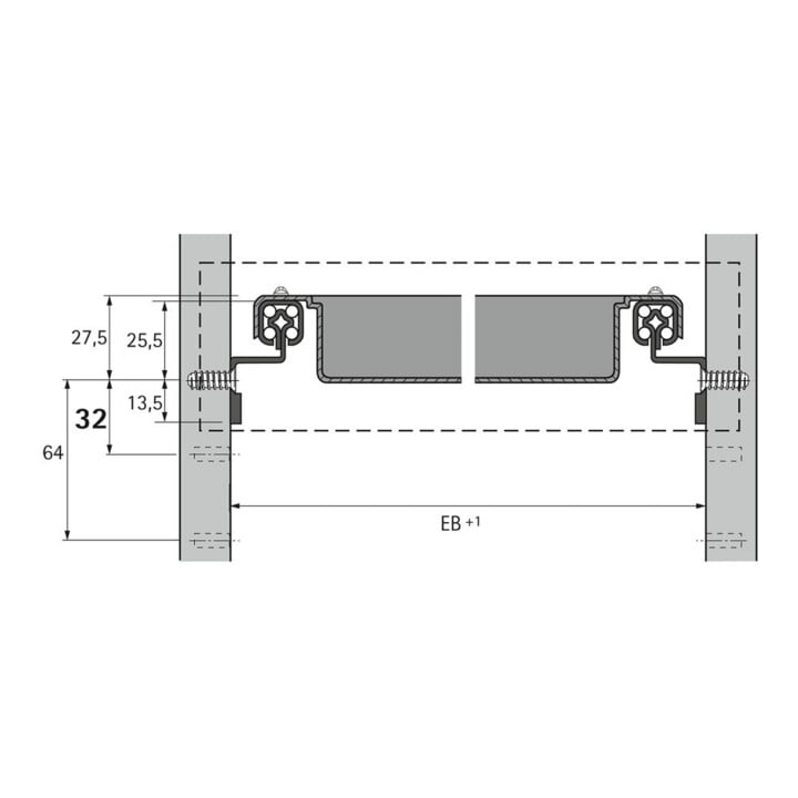 Hettich Quadro 12,74862 tiroir partiel sous-meuble gauche et droit pour fournitures de bureau