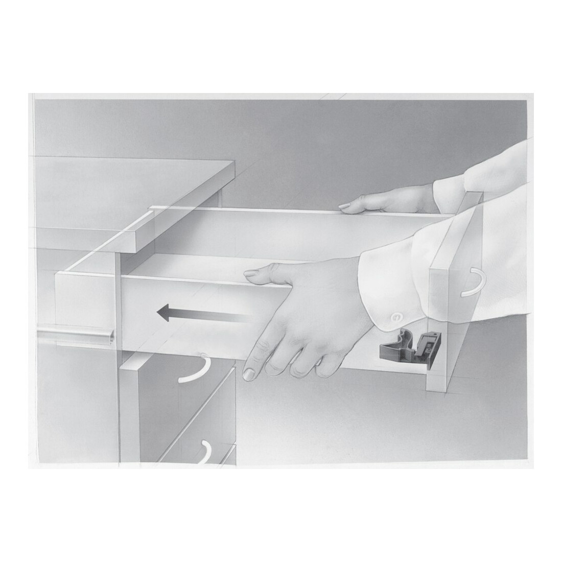 Hettich QV6 30 SFD FL/500 EB QUADRO VA Caisson bois