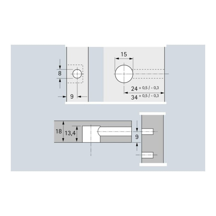 Hettich Rastex 15 mit Abdeckrand, vernickelt, 19 mm