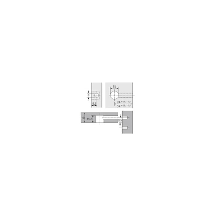 Hettich Rastex 15 ohne Abdeckrand, blank, 19 mm